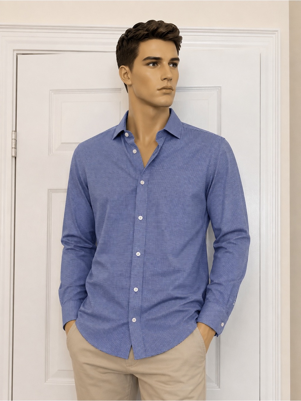 Men's Blue Micheal Kors Button-Down Dress Shirt